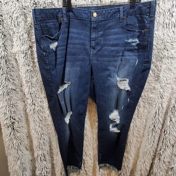 LANE Bryant skinny distressed raw hem jeans plus - Picture 2 of 12